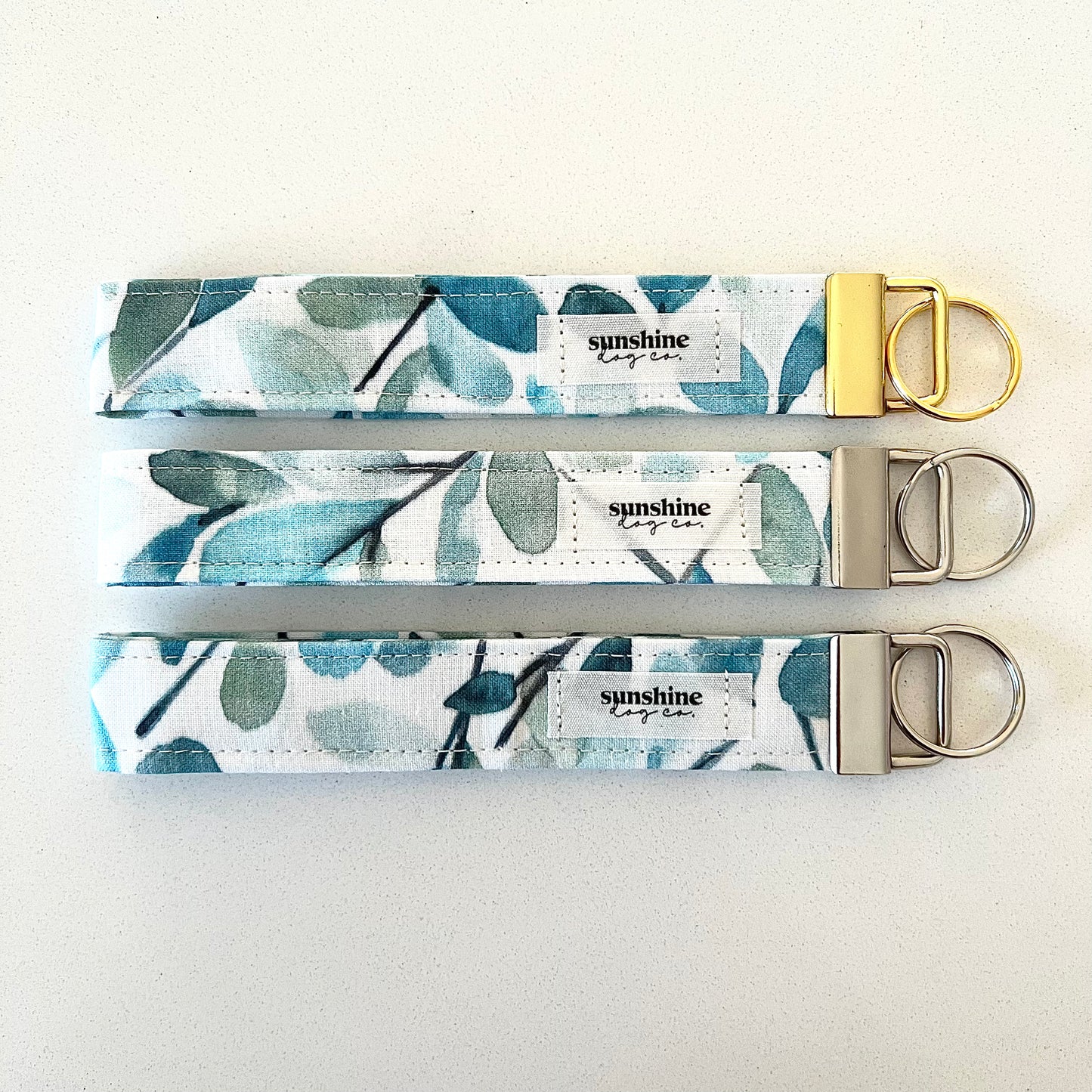 Key Fob / Wristlet Key Chain - Watercolor Leaves