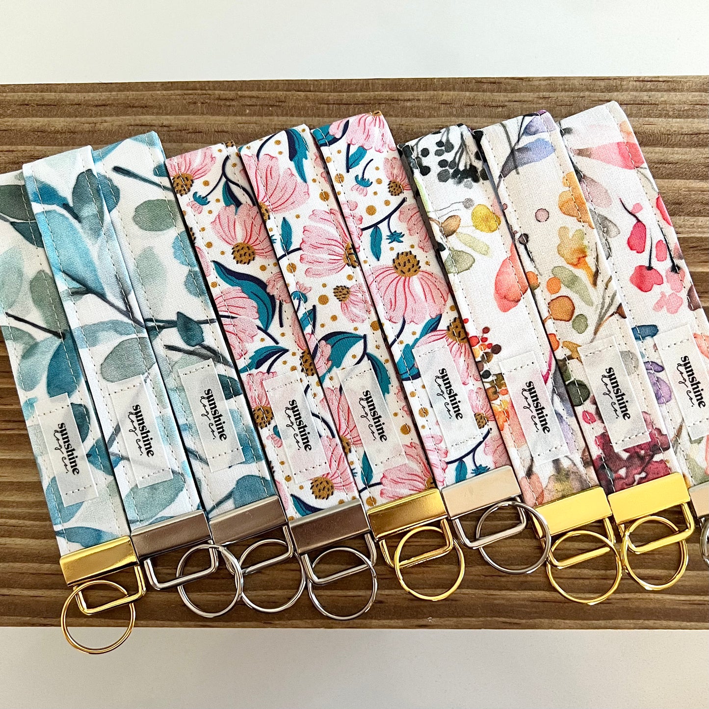Key Fob / Wristlet Key Chain - Watercolor Leaves