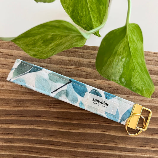 Key Fob / Wristlet Key Chain - Watercolor Leaves
